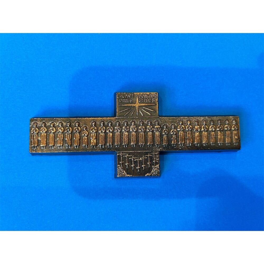 Vintage Bronze Crucifix Paperweight Christian Decor